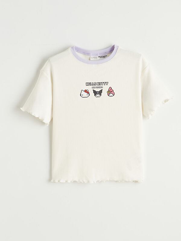 LCW Kids Hello Kitty Baskılı Bisiklet Yaka Kız Çocuk Pijama Üst