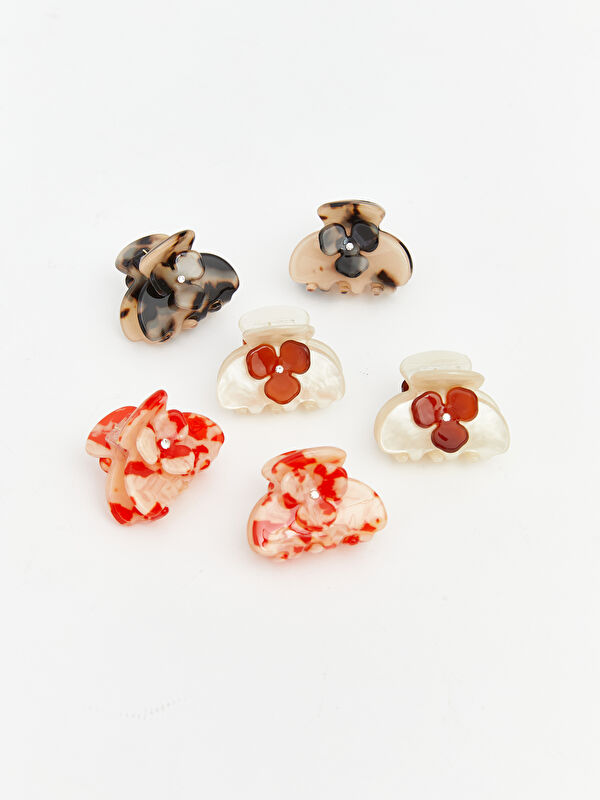 LCW JOY Floral Figure Women's Claw Clip Set of 6