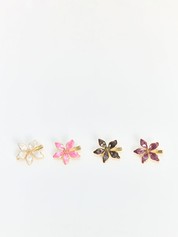 LCW JOY Floral Figured Women's Hair Clip Set of 4