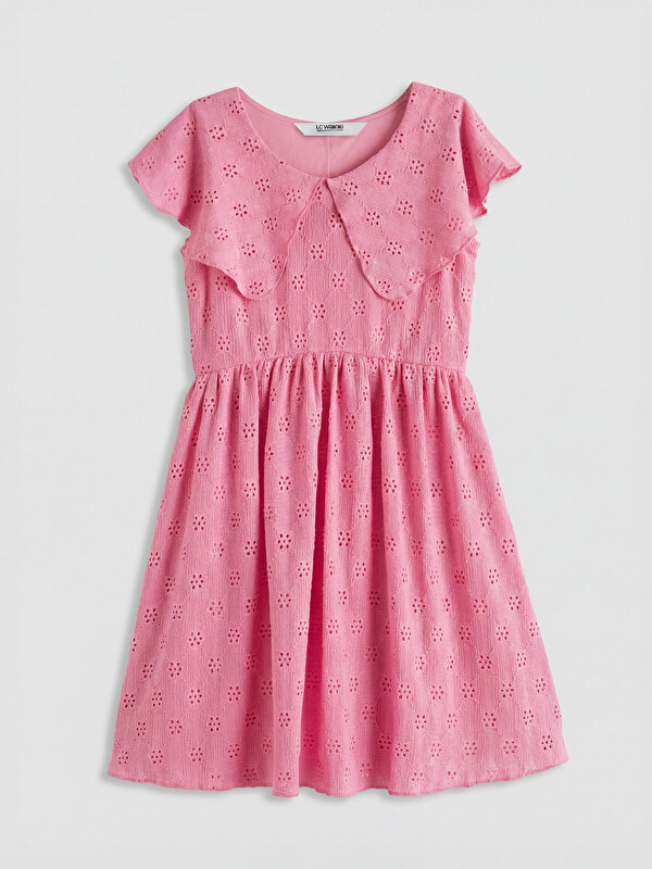 LCW Kids Peter Pan Collar Embroidered Girls' Dress