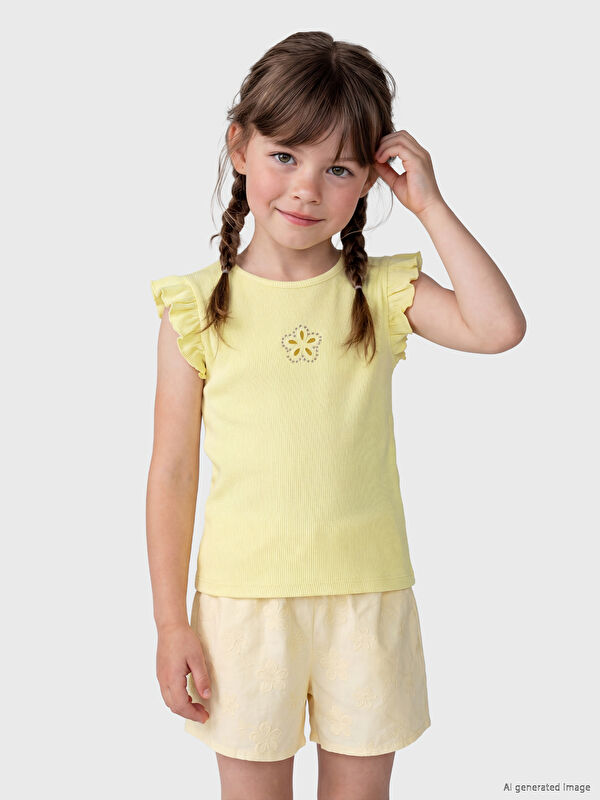 LCW Kids Bisiklet Yaka Taşlı Kız Çocuk Atlet