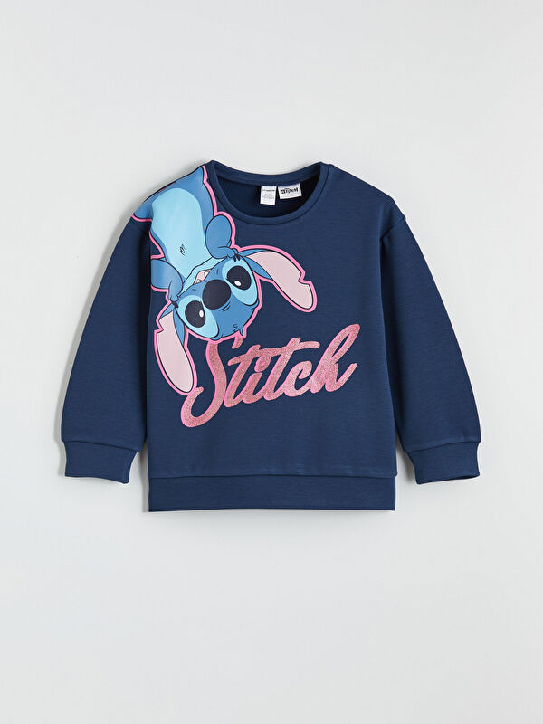 LCW Kids Stitch Baskılı Kız Çocuk Sweatshirt