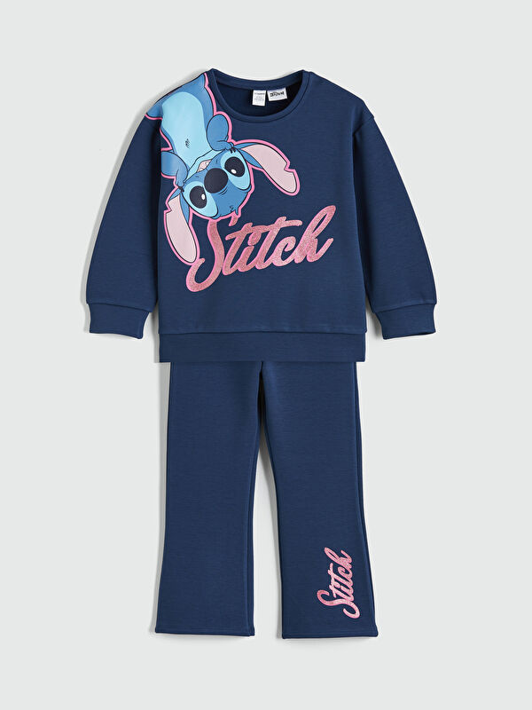 LCW Kids Lilo & Stitch Baskılı Kız Çocuk Soft Touch Sweatshirt ve Eşofman Altı