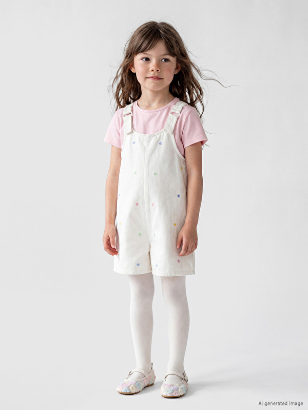 LCW Kids Nakışlı Kız Çocuk Salopet Elbise
