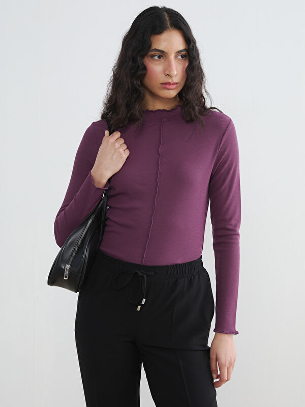 LCW Modest Fırfırlı Dik Yaka Kadın Body