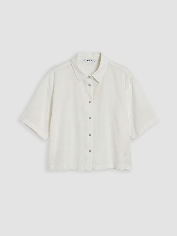 XSIDE Linen Blend Crop Women's Shirt