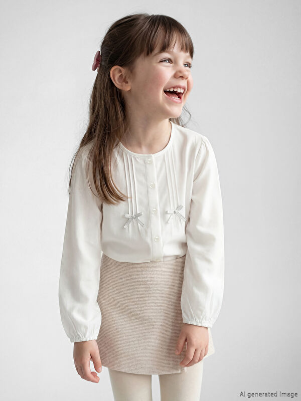 LCW Kids Fiyonklu Poplin Kız Çocuk Gömlek