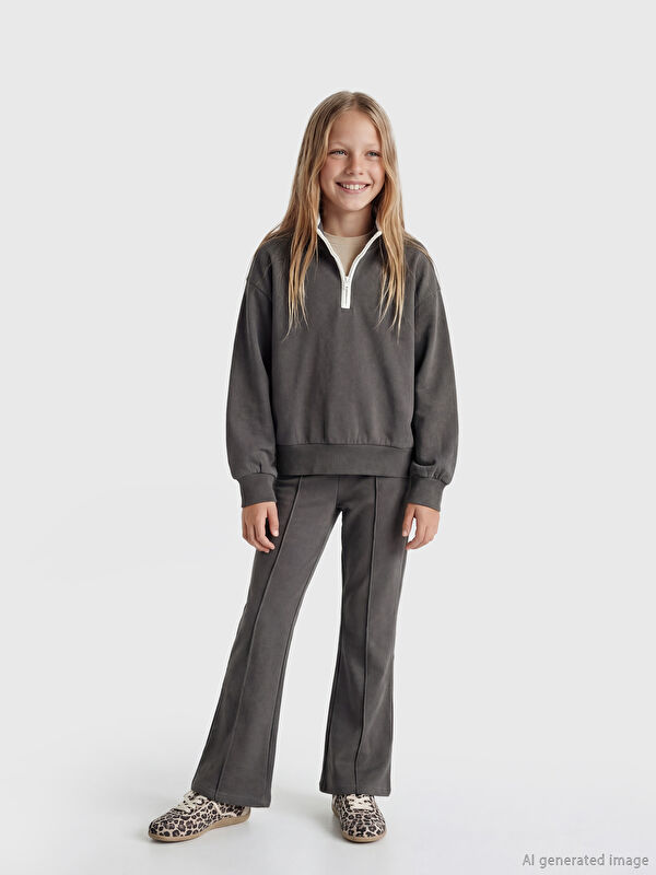 LCW Kids Dik Yaka Kız Çocuk Sweatshirt ve Tayt