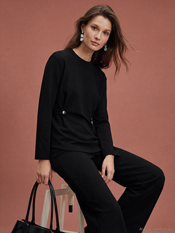 LCW Modest Bisiklet Yaka Kadın Sweatshirt Tunik
