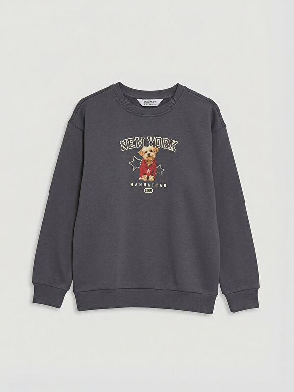 LCW Kids New York Baskılı Kız Çocuk Kalın Sweatshirt