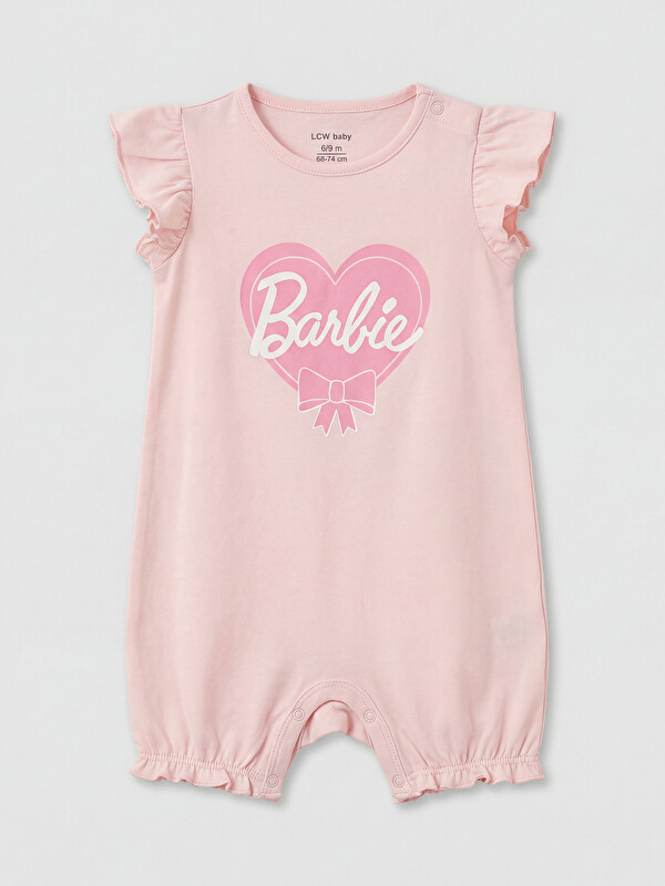 LCW baby Bisiklet Yaka Barbie Baskılı Kız Bebek Tulum