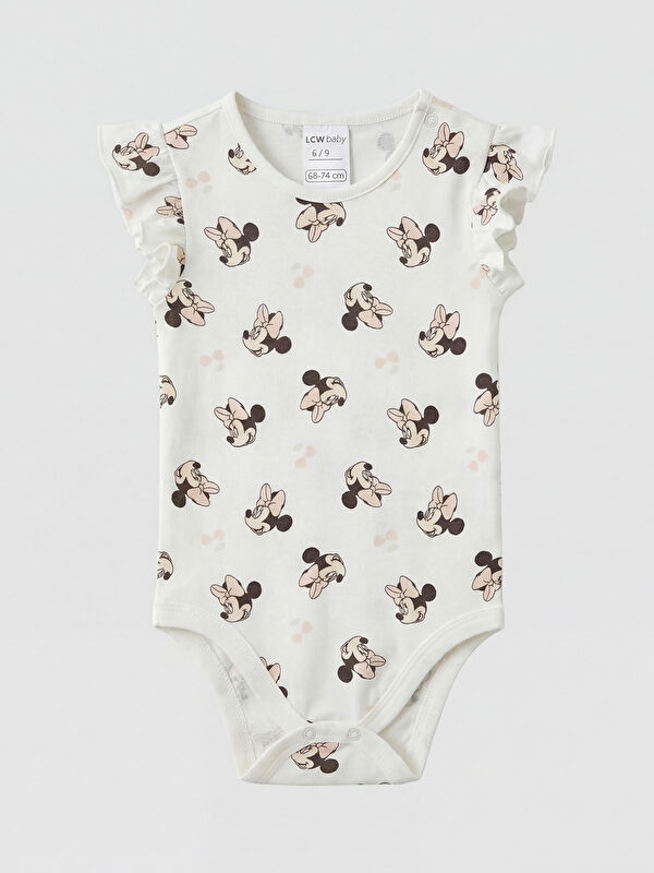 LCW baby Minnie Mouse Baskılı Kız Bebek Çıtçıtlı Body
