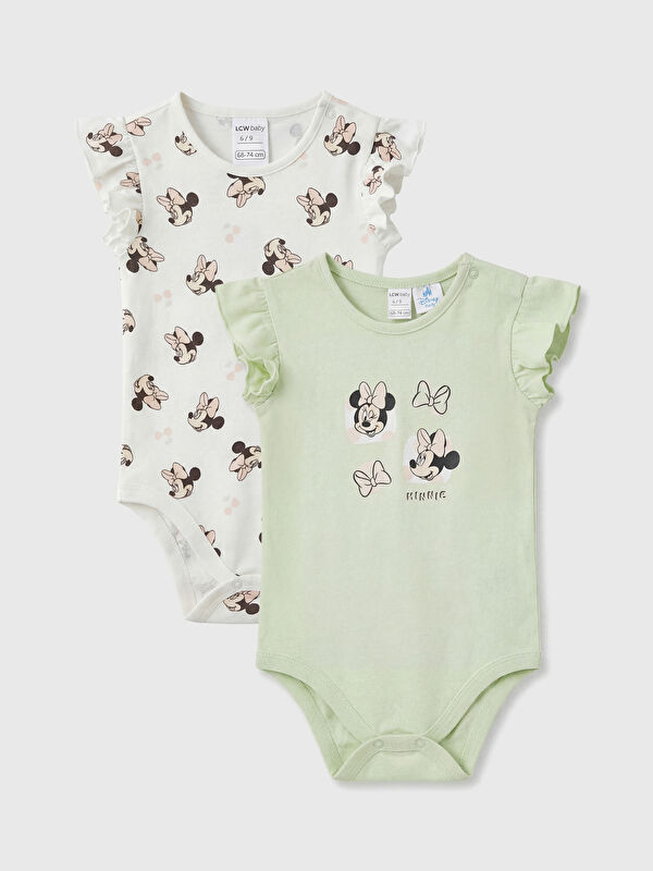LCW baby Minnie Mouse Baskılı Kız Bebek Çıtçıtlı Body 2'li