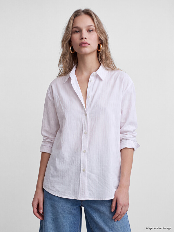 LCW Vision Striped Oversize Poplin Women's Shirt