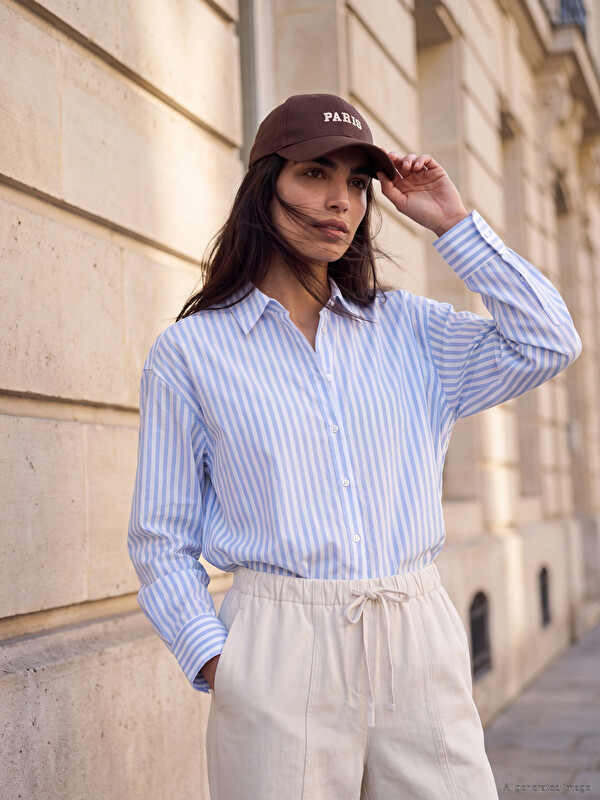 LCW Vision Striped Oversize Poplin Women's Shirt