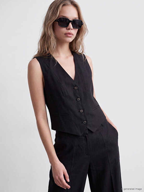 LCW Vision Linen Blend Women's Classic Waistcoat