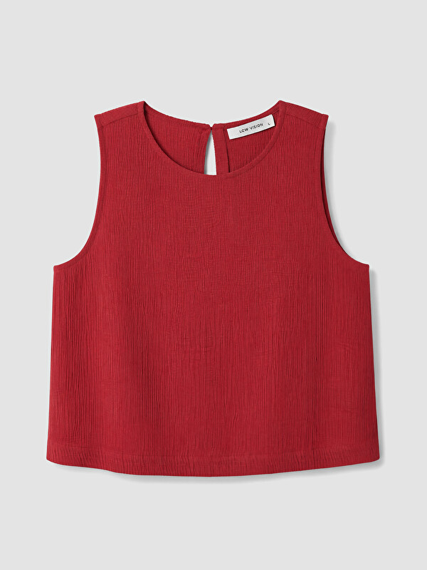 LCW Vision Crew Neck Krinkle Blouse