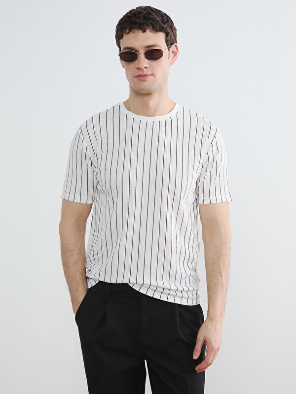 LCW Vision Crew Neck Striped Men's T-Shirt