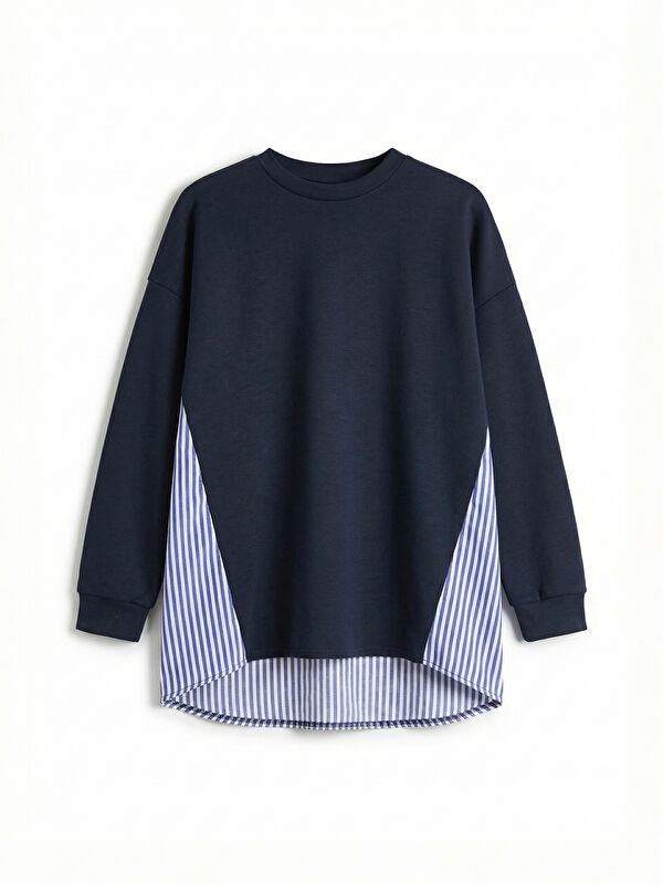LCW Comfort Çizgili Soft Touch Oversize Kadın Sweatshirt