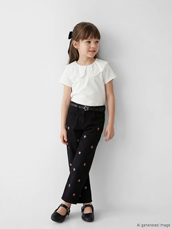 LCW Kids Belted Balloon Fit Girls' Jeans