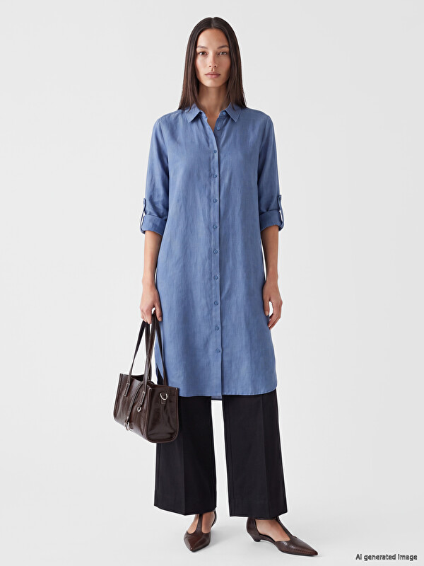LCW EVERYDAY Oversize %100 Keten Kadın Gömlek Tunik
