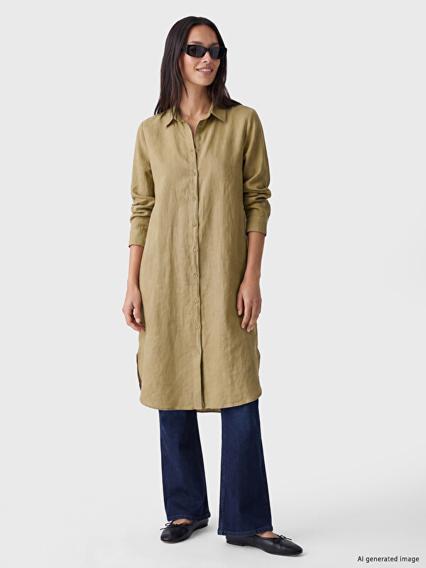LCW EVERYDAY Oversize %100 Linen Women's Shirt Tunic