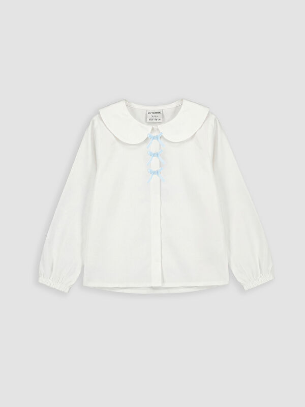 LCW Kids Bebe Yaka Fiyonk Detaylı Kız Çocuk Gömlek