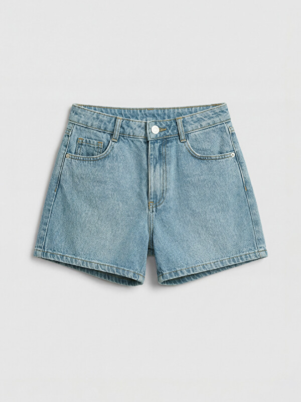 LCW Kids Yüksek Bel Kız Çocuk Jean Şort