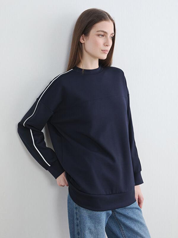 LCW Modest Bisiklet Yaka Oversize Kadın Sweatshirt Tunik