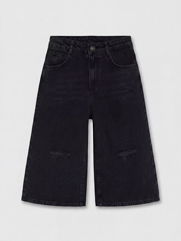 LCW Kids Yırtık Detaylı Kız Çocuk Jean Şortolon