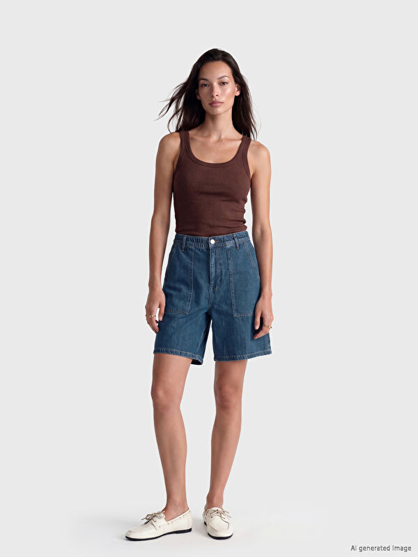 LCWAIKIKI Classic Loose Fit Kadın Jean Şort