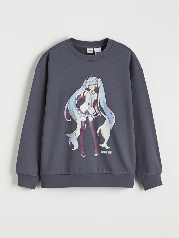 LCW Kids Hatsune Miku Baskılı Kız Çocuk Kalın Sweatshirt