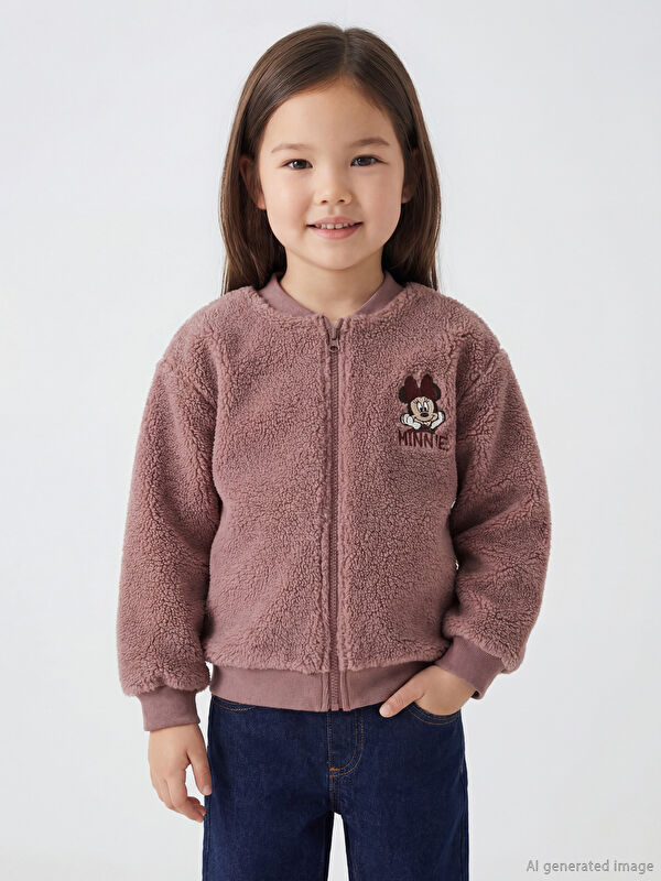 LCW Kids Minnie Mouse Nakışlı Kız Çocuk Fermuarlı Sweatshirt