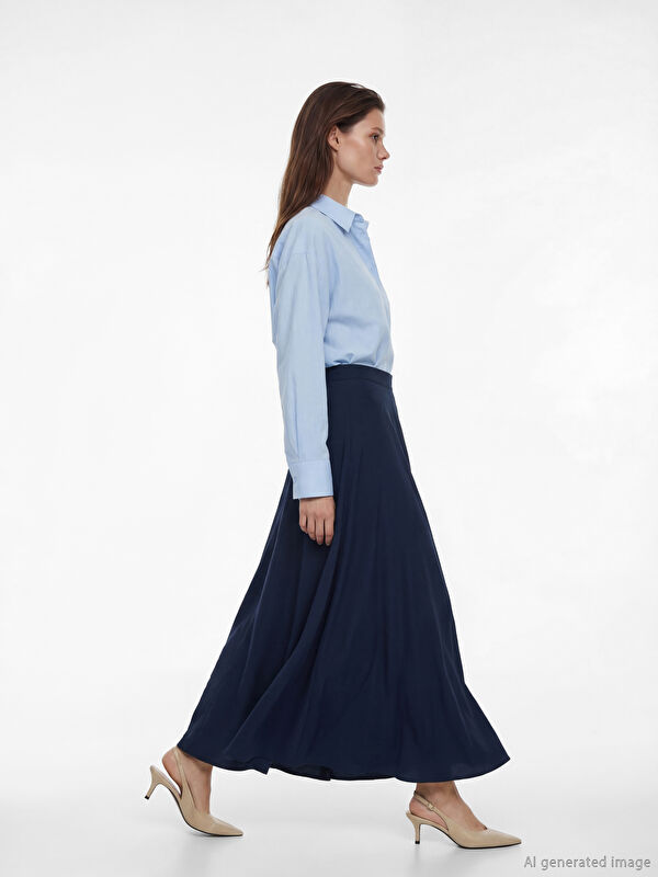 LCW Modest Beli Fermuarlı Kloş Etek