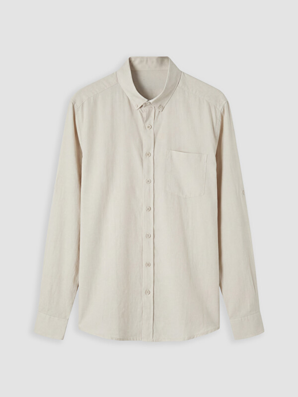 LCWAIKIKI Classic Regular Fit Linen Blended Men's Shirt
