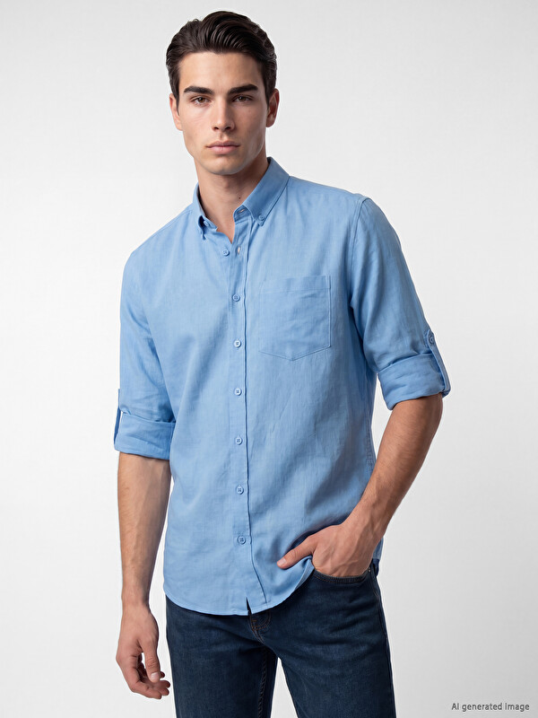 LCWAIKIKI Classic Regular Fit Linen Blended Men's Shirt