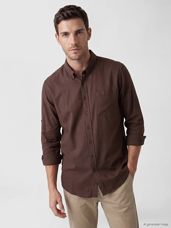 LCWAIKIKI Classic Regular Fit Linen Blended Men's Shirt