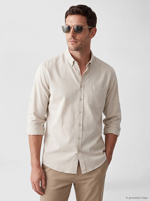 LCWAIKIKI Classic Regular Fit Linen Blended Men's Shirt