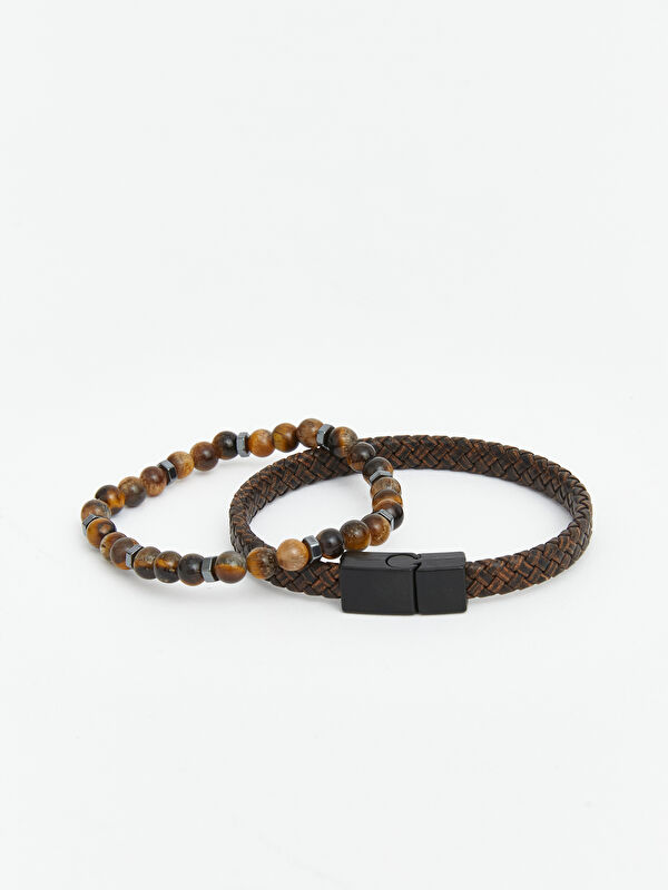 LCW ACCESSORIES Örgü Dokulu Erkek Bileklik 2'li