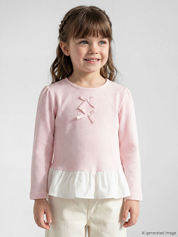 LCW Kids Fiyonk Detaylı Kız Çocuk Tişört