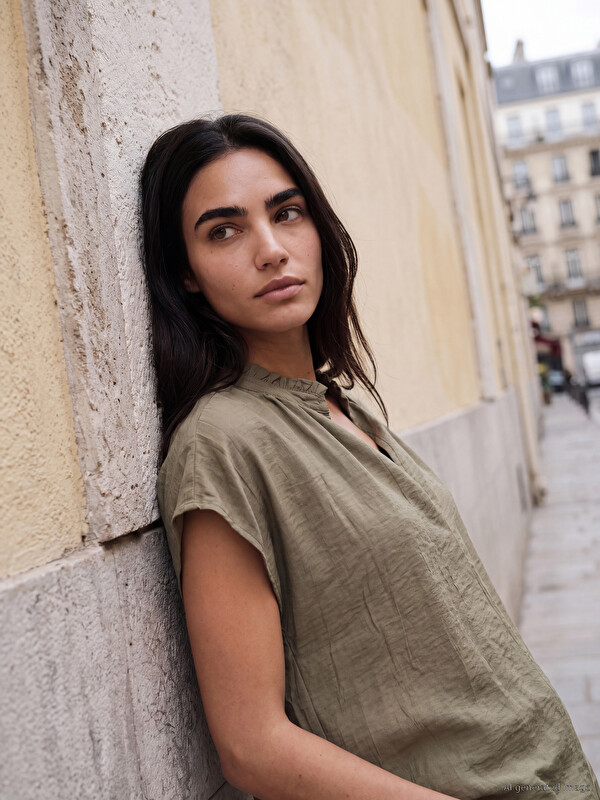 LCW EVERYDAY Notch Neck Ruffled Ruched Blouse