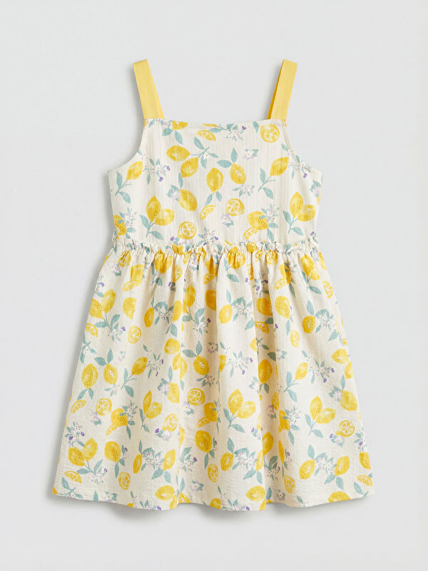 LCW Kids Patterned Square Neck Girls' Jersey Dress