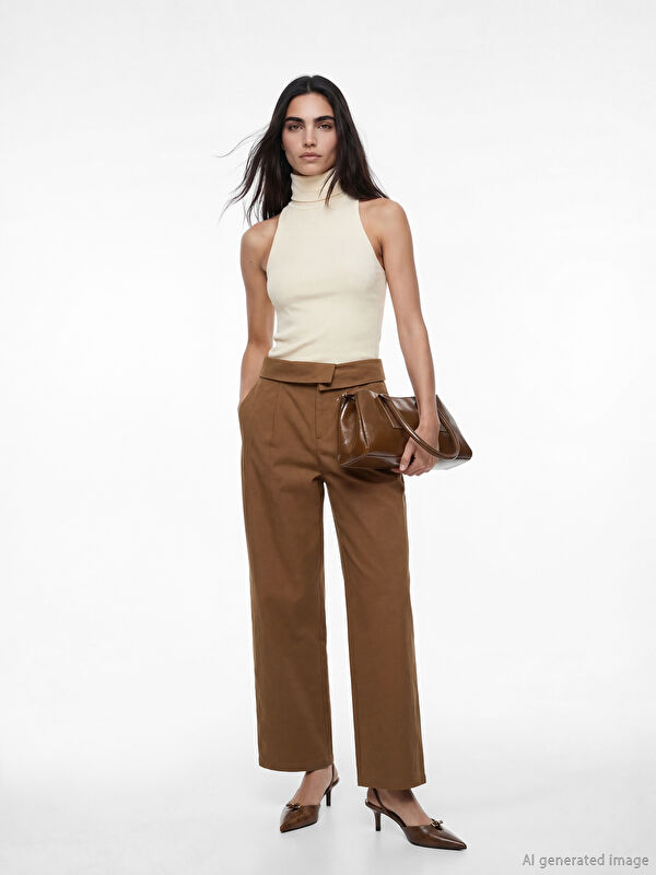 LCW Vision Yüksek Bel Geniş Paça Bol Fit Kadın Pantolon