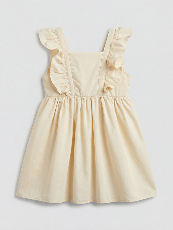 LCW Kids Square Neck Ruffled Strappy Girls' Dress