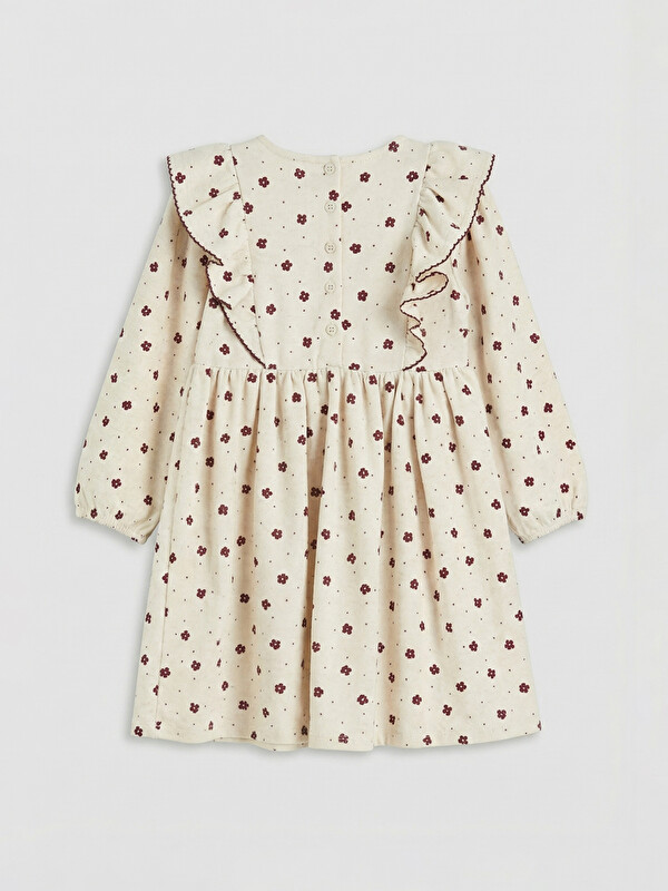 LCW Kids Girls' floral dress with a crew neck. - S6MB07Z1-LRA - LC