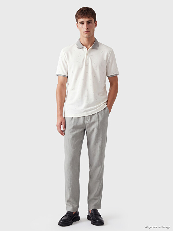 LCW Vision Polo Collar Patterned Pique Men's T-Shirt