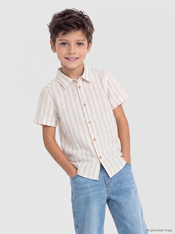 LCW Kids Striped Boys' Shirt and T-Shirt 2 Pack Set