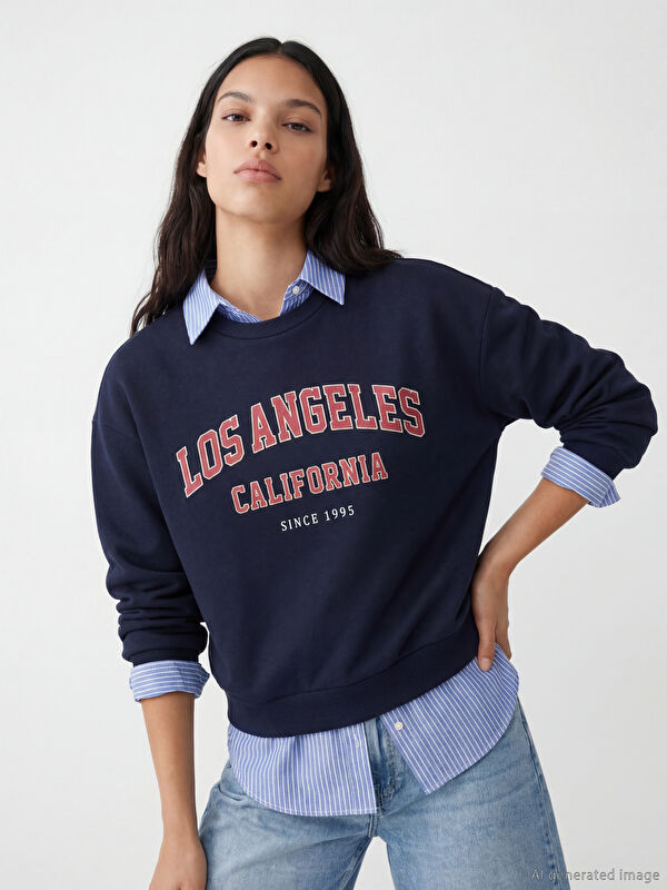 XSIDE Los Angeles Baskılı Kadın Kalın Sweatshirt