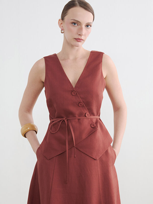 LCW EVERYDAY Linen Blend Women's Women's Classic Vest