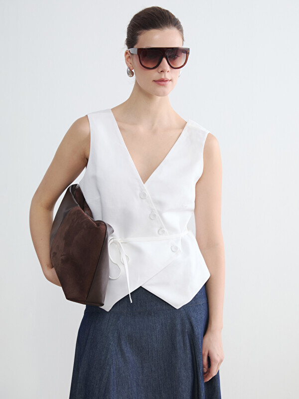 LCW EVERYDAY Linen Blend Women's Women's Classic Vest